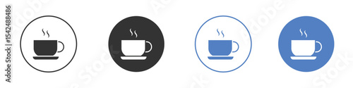 Coffee icon collection for app in black and blue colors