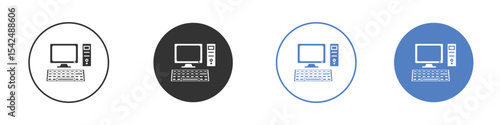 Computer icon collection for app in black and blue colors