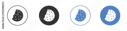 Cookie icon collection for app in black and blue colors