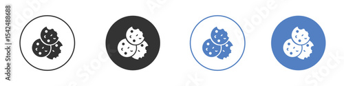 Cookie icon collection for app in black and blue colors