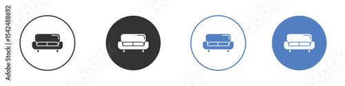 Couch icon collection for app in black and blue colors