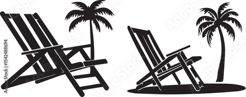 Beach chair silhouettes collection