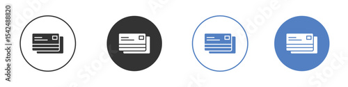 Credit card icon collection for app in black and blue colors