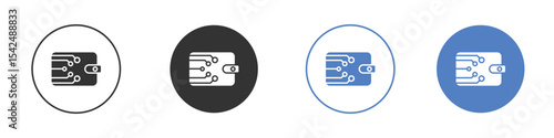 Cryptocurrency wallet icon collection for app in black and blue colors