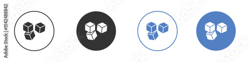 Cubes icon collection for app in black and blue colors