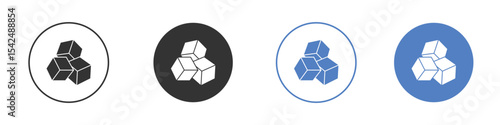 Cubes icon collection for app in black and blue colors