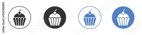 Cupcake icon collection for app in black and blue colors