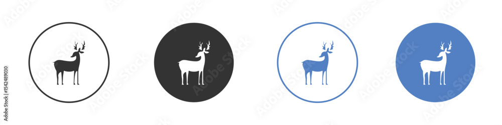 Fototapeta premium Deer icon collection for app in black and blue colors