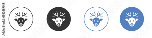 Deer rudolph icon collection for app in black and blue colors