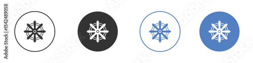 Dharmachakra icon collection for app in black and blue colors