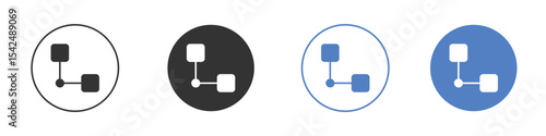 Diagram nested icon collection for app in black and blue colors