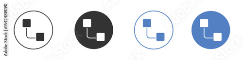 Diagram nested icon collection for app in black and blue colors