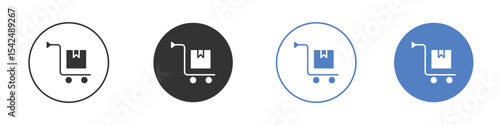 Dolly flatbed icon collection for app in black and blue colors