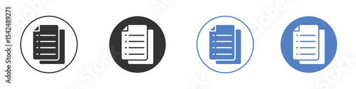 Document icon collection for app in black and blue colors