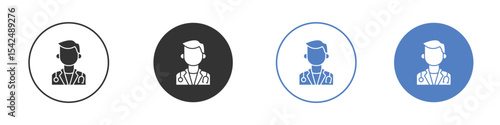 Doctor icon collection for app in black and blue colors