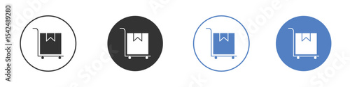 Dolly flatbed icon collection for app in black and blue colors