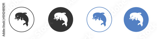 Dolphin icon collection for app in black and blue colors
