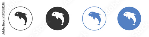 Dolphin icon collection for app in black and blue colors
