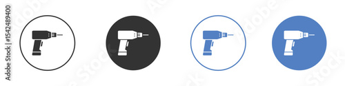 Drill icon collection for app in black and blue colors