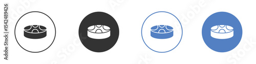 Drum steelpan icon collection for app in black and blue colors