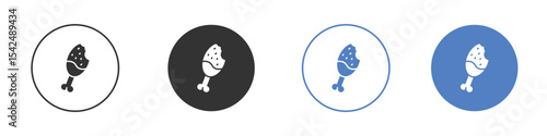 Drumstick bite icon collection for app in black and blue colors