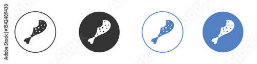 Drumstick bite icon collection for app in black and blue colors