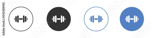 Dumbbell icon collection for app in black and blue colors