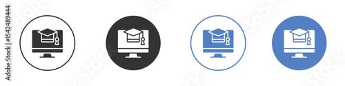 E-learning icon collection for app in black and blue colors