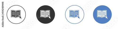 E-book icon collection for app in black and blue colors