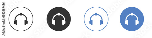 Ear muffs icon collection for app in black and blue colors