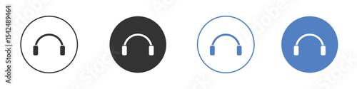 Ear muffs icon collection for app in black and blue colors