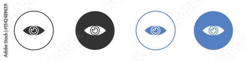 Eye icon collection for app in black and blue colors