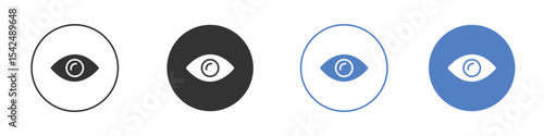 Eyes icon collection for app in black and blue colors