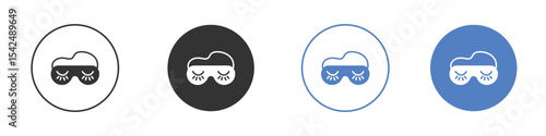 Eye mask icon collection for app in black and blue colors