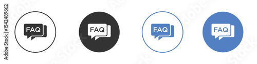 FAQ icon collection for app in black and blue colors