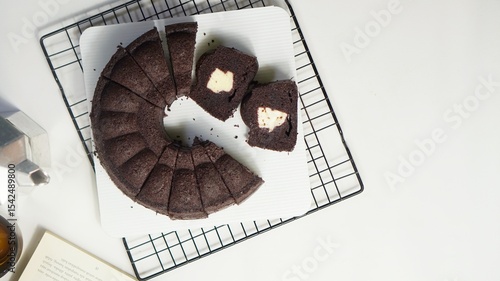 black sticky rice cake filled with cheese it called bolu ketan hitam keju lumer