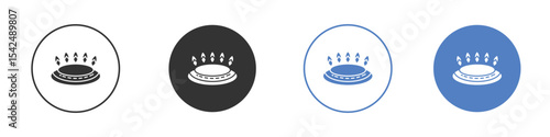 Fire burner icon collection for app in black and blue colors