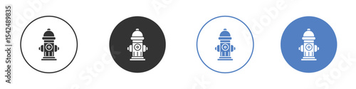 Fire hydrant icon collection for app in black and blue colors
