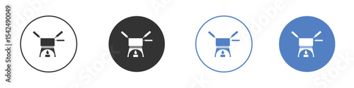 Fondue pot icon collection for app in black and blue colors
