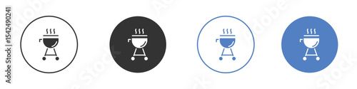 Grill icon collection for app in black and blue colors