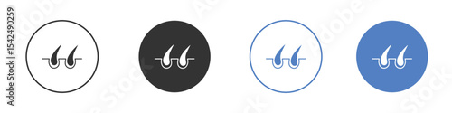 Hair icon collection for app in black and blue colors