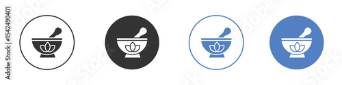 Herbal medicine icon collection for app in black and blue colors