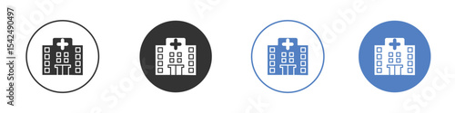 Hospital icon collection for app in black and blue colors