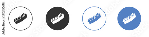 Hot dog icon collection for app in black and blue colors