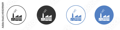 Industrial factory icon collection for app in black and blue colors