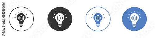 Innovation icon collection for app in black and blue colors