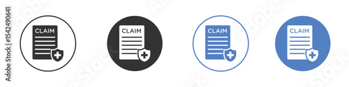 Insurance Claim icon collection for app in black and blue colors