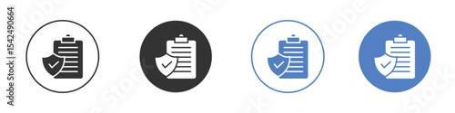 Insurance policy icon collection for app in black and blue colors