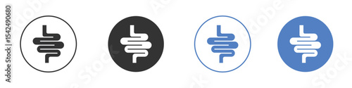 Intestines icon collection for app in black and blue colors