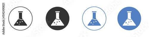 Lab flask icon collection for app in black and blue colors